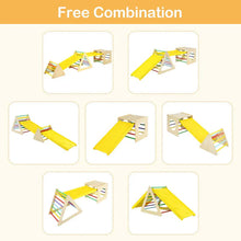 Load image into Gallery viewer, 5 in 1 Kids Triangle Climber Play Gym Set with Double Sided Ramps, Indoor Toddler Wooden Climbing Toys for Playground Daycare