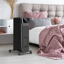 Load image into Gallery viewer, 1500W Oil Filled Radiator Heater with Remote Control, Adjustable Thermostat, 24H Timer &amp; 3 Modes, Portable Electric Space Heater for Home Office