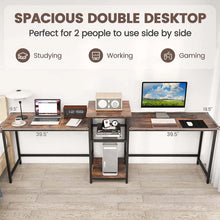 Load image into Gallery viewer, 97" Extra Long 2-Person Computer Desk with Power Outlet and Printer Stand, Home Office Computer Workstation Double Gaming Table