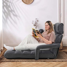 Load image into Gallery viewer, 6-Position Adjustable Floor Sofa Bed, Folding Lazy Sofa Chaise Lounger Recliner with Armrests &amp; Footrests for Living Room, Bedroom &amp; Gaming