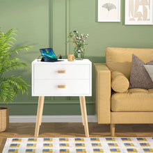 Load image into Gallery viewer, Syngar Nightstand Set of 2, Bedroom Bedside Table with 2 Drawer Storage Shelf, Simple Modern Night Stand End Table with Wood Handle, Easy Assembly, Suitable for Living Room Bedroom Furniture, White