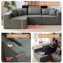 Load image into Gallery viewer, 104 - Inch Corduroy Modular L Shaped Sectional Sofa, Luxury Floor Couch Set, Upholstered Indoor Furniture, Foam - Filled Compressed Sofa for Living Room, Bedroom, 4 PC Free Combination ?