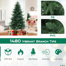 Load image into Gallery viewer, 6/7/8 FT Pre-Lit Artificial Christmas Tree, Hinged Xmas Tree with 240/340/450 Warm White LED Lights, 8 Lighting Modes, 778/1090/1480 Branch Tips