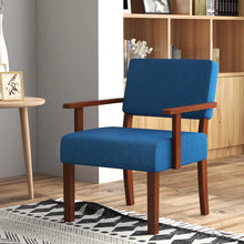 Load image into Gallery viewer, Modern Accent Chair Linen Armchair with Rubber Wood Frame, Mid Century Upholstered Reading Chair for Living Room Bedroom Reception