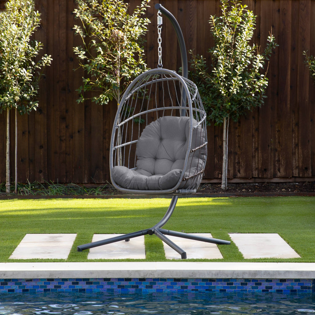 Humble + Haute Indoor/Outdoor Egg Chair Cushion - Cushion Only - 27 x 44 x 4 Inches - Charcoal