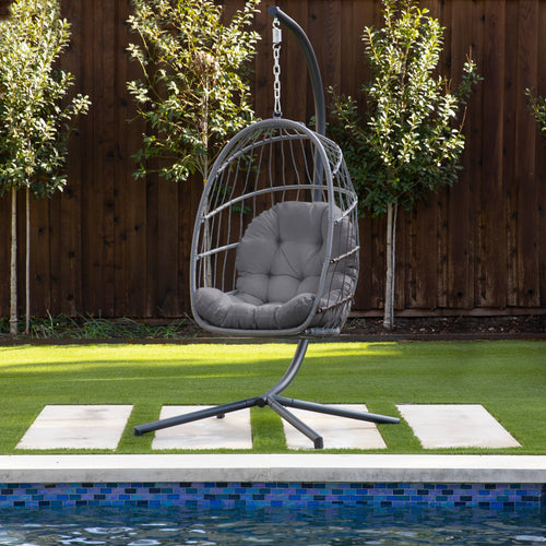 Humble + Haute Indoor/Outdoor Egg Chair Cushion - Cushion Only - 27 x 44 x 4 Inches - Charcoal