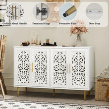 Load image into Gallery viewer, HLR 48" Accent Cabinet with 4 Doors, Vintage Hollow Carving Storage Credenza, Sideboards and Buffets Cabinet for Living Room, Kitchen, Dining Room, Entryway - 63"-4door-Black