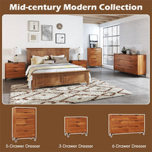 Load image into Gallery viewer, Mid-Century Modern 6-Drawer Dresser, Wooden Chest of Drawers with Anti-Tip Interlock System &amp; Metal Legs for Bedroom, Living Room &amp; Hallway