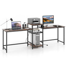 Load image into Gallery viewer, 97" Extra Long 2-Person Computer Desk with Power Outlet and Printer Stand, Home Office Computer Workstation Double Gaming Table