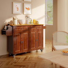 Load image into Gallery viewer, Lofka 52 - Inch Kitchen Island with Storage on Wheels with Wood Drop Leaf, Ideal for Small Kitchens