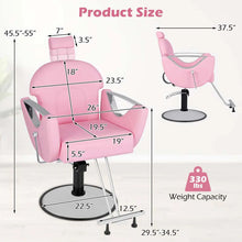 Load image into Gallery viewer, Reclining Barber Chair, 360° Swivel Salon Chair with Heavy Duty Hydraulic Pump, Adjustable Height &amp; Headrest for Hair Styling, Makeup, Tattoo