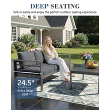 Load image into Gallery viewer, AECOJOY Aluminum Patio Furniture Set, 4 Pieces Outdoor Sectional Sofa Set, Dark Gray