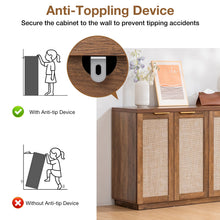Load image into Gallery viewer, Hommpa Sideboard Buffet Cabinet Rattan Kitchen Storage Organizer with 5 - Position Adjustable Shelf &amp; 2 Doors Boho Farmhouse Accent Cabinets TV Console for Living Dining Room Coffee Bar