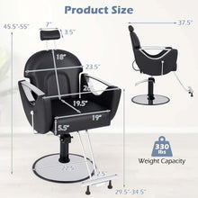 Load image into Gallery viewer, Reclining Barber Chair, 360° Swivel Salon Chair with Heavy Duty Hydraulic Pump, Adjustable Height &amp; Headrest for Hair Styling, Makeup, Tattoo
