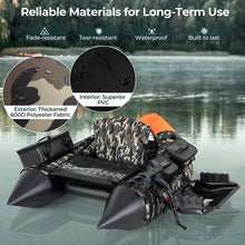 Load image into Gallery viewer, Inflatable Fishing Float Tube, 350LBS Portable Belly Boat with Rod Rack Basket, Fish Finder Holder, Fish Ruler, 3 Storage Boxes &amp; Pump