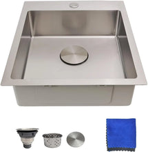 Load image into Gallery viewer, 17 in Bar Sink Drop in - Small Kitchen Sink, Modern 18 Gauge Stainless Steel Sink with Brushed Finish, 17"x19"x6" Single Bowl Kitchen Sinks for RV, Prep, and Outdoor Use