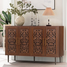 Load image into Gallery viewer, HLR 48" Accent Cabinet with 4 Doors, Vintage Hollow Carving Storage Credenza, Sideboards and Buffets Cabinet for Living Room, Kitchen, Dining Room, Entryway
