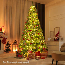 Load image into Gallery viewer, 6/7/8FT Pre-Lit Artificial Christmas Tree, Hinged Xmas Tree with Remote, Warm White LED Lights, Timer, Adjustable Lighting Modes for Holiday Decor