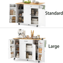 Load image into Gallery viewer, Noelse Kitchen Island with Storage, Island Table for Kitchen with Drop Leaf, Spice Rack, Towel Bar for Small Kitchens, White - White-Large