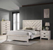 Load image into Gallery viewer, 3pc Rustic Beige Gray Finish Bedroom Furniture Queen Size Bed Nightstand Chest Set