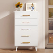 Load image into Gallery viewer, Bedroom Furniture Set - Includes Queen Bed Frame, Nightstands Set of 2, 5 - Drawer Dresser &amp; Vanity Desk - Modern Storage Solution for Stylish Home Decor, Beige/White