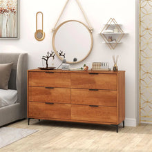Load image into Gallery viewer, Mid-Century Modern 6-Drawer Dresser, Wooden Chest of Drawers with Anti-Tip Interlock System &amp; Metal Legs for Bedroom, Living Room &amp; Hallway - 1 PCS