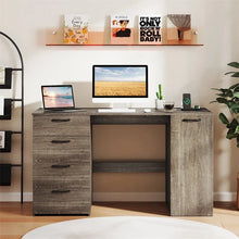 Load image into Gallery viewer, 53" Computer Desk with 4 Storage Drawers &amp; Cabinet, Home Office Desk w/ Charging Station, Adjustable Shelf &amp; Cable Management for Study, Makeup