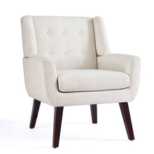 Load image into Gallery viewer, HUIMO Accent Chair, Button - Tufted Upholstered Living Room Chairs, Mid Century Modern Comfy Reading Chairs for Bedroom, Living Room, Beige - Dark Blue