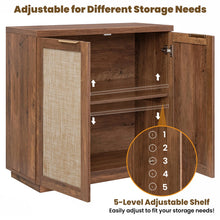 Load image into Gallery viewer, Hommpa Sideboard Buffet Cabinet Rattan Kitchen Storage Organizer with 5 - Position Adjustable Shelf &amp; 2 Doors Boho Farmhouse Accent Cabinets TV Console for Living Dining Room Coffee Bar