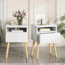Load image into Gallery viewer, Syngar Nightstand Set of 2, Bedroom Bedside Table with 2 Drawer Storage Shelf, Simple Modern Night Stand End Table with Wood Handle, Easy Assembly, Suitable for Living Room Bedroom Furniture, White