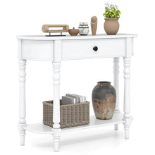 Load image into Gallery viewer, 36" 2-Tier Retro Console Table with Storage Drawer &amp; Open Shelf, Solid Wood Narrow Entryway Sofa Table for Living Room, Foyer &amp; Hallway
