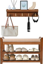 Load image into Gallery viewer, Shoe Rack for Front Door Entrance, 28 Entryway Bench with Coat Rack, Hall Tree Shoe Bench with Storage for Entry, Hallway, Bedroom, Living Room