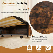 Load image into Gallery viewer, Cot Size Murphy Cabinet Bed with Mattress, 2-in-1 Folding Rollaway Guest Bed into Storage Cabinet with Lockable Wheels for Home Office