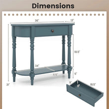Load image into Gallery viewer, 36" 2-Tier Retro Console Table with Storage Drawer &amp; Open Shelf, Solid Wood Narrow Entryway Sofa Table for Living Room, Foyer &amp; Hallway