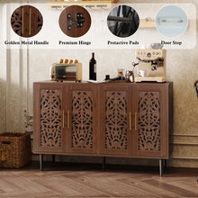 Load image into Gallery viewer, HLR 48" Accent Cabinet with 4 Doors, Vintage Hollow Carving Storage Credenza, Sideboards and Buffets Cabinet for Living Room, Kitchen, Dining Room, Entryway