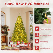 Load image into Gallery viewer, 6/7/8FT Pre-Lit Artificial Christmas Tree, Hinged Xmas Tree with Remote, Warm White LED Lights, Timer, Adjustable Lighting Modes for Holiday Decor