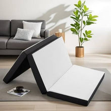 Load image into Gallery viewer, Smiaoer 4 Inches Folding Full Size Memory Foam Mattress with Cover,Tri-fold Portable Mattress Topper for Guest Bed,Camping, White