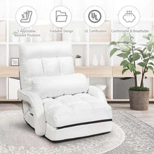 Load image into Gallery viewer, Folding Lazy Sofa Floor Chair with 6-Position Adjustable Backrest, Lumbar Pillow &amp; Armrests, Indoor Chaise Lounge Sofa for Gaming, Living Room