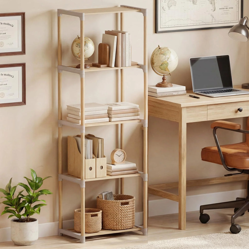 Tangkula 4/5-Tier Solid Wood Bookshelf for Home Office - 2 / 4-Tier
