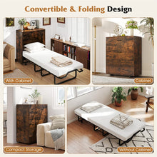 Load image into Gallery viewer, Cot Size Murphy Cabinet Bed with Mattress, 2-in-1 Folding Rollaway Guest Bed into Storage Cabinet with Lockable Wheels for Home Office