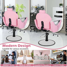 Load image into Gallery viewer, Reclining Barber Chair, 360° Swivel Salon Chair with Heavy Duty Hydraulic Pump, Adjustable Height &amp; Headrest for Hair Styling, Makeup, Tattoo