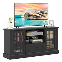Load image into Gallery viewer, 62" Farmhouse TV Stand for 70 Inch TVs, Tall Media Console Table with 2 Glass Doors, Cubbies &amp; Drawer, Storage Cabinet for Living Room