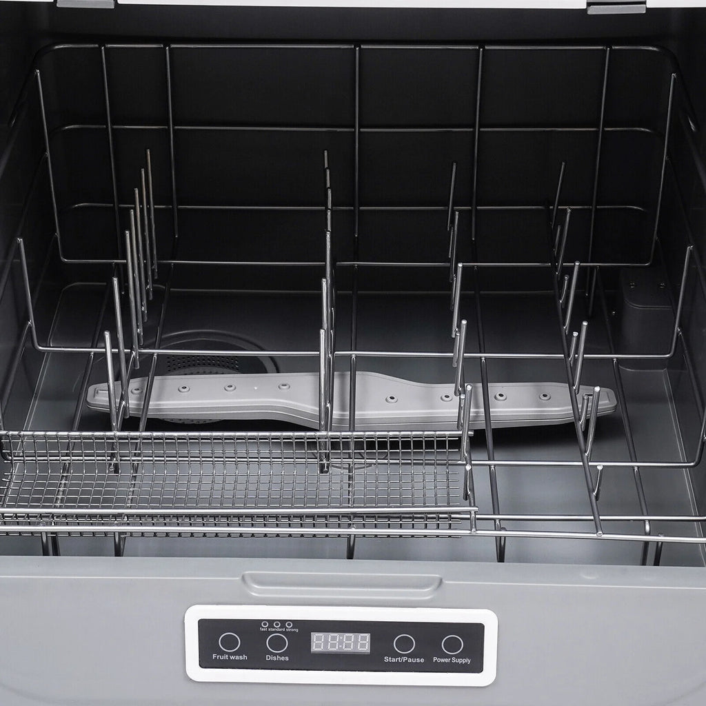 110V 800W Countertop Dishwasher - Stainless Steel, 3 Wash Modes + Fruit Wash, Touch Control, Space - Saving, Ideal for Small Kitchens & Rvs