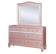 Load image into Gallery viewer, Contemporary Rosé Gold Twin Size Bed 6pc Set Dresser Mirror Nightstand Chest Padded HB Tufted Bedroom Furniture Solid Wood