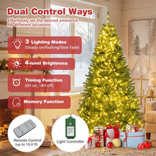 Load image into Gallery viewer, 6/7/8FT Pre-Lit Artificial Christmas Tree, Hinged Xmas Tree with Remote, Warm White LED Lights, Timer, Adjustable Lighting Modes for Holiday Decor