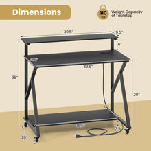 Load image into Gallery viewer, Tangkula 39.5" Mobile Computer Desk with Power Outlets for Home Office Bedroom