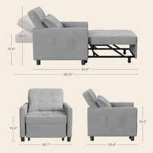Load image into Gallery viewer, Lofka Chair Bed, Convertible Sofa Bed Couch Recliner Single Bed for Living Room/Office/Bedroom, Light Gray
