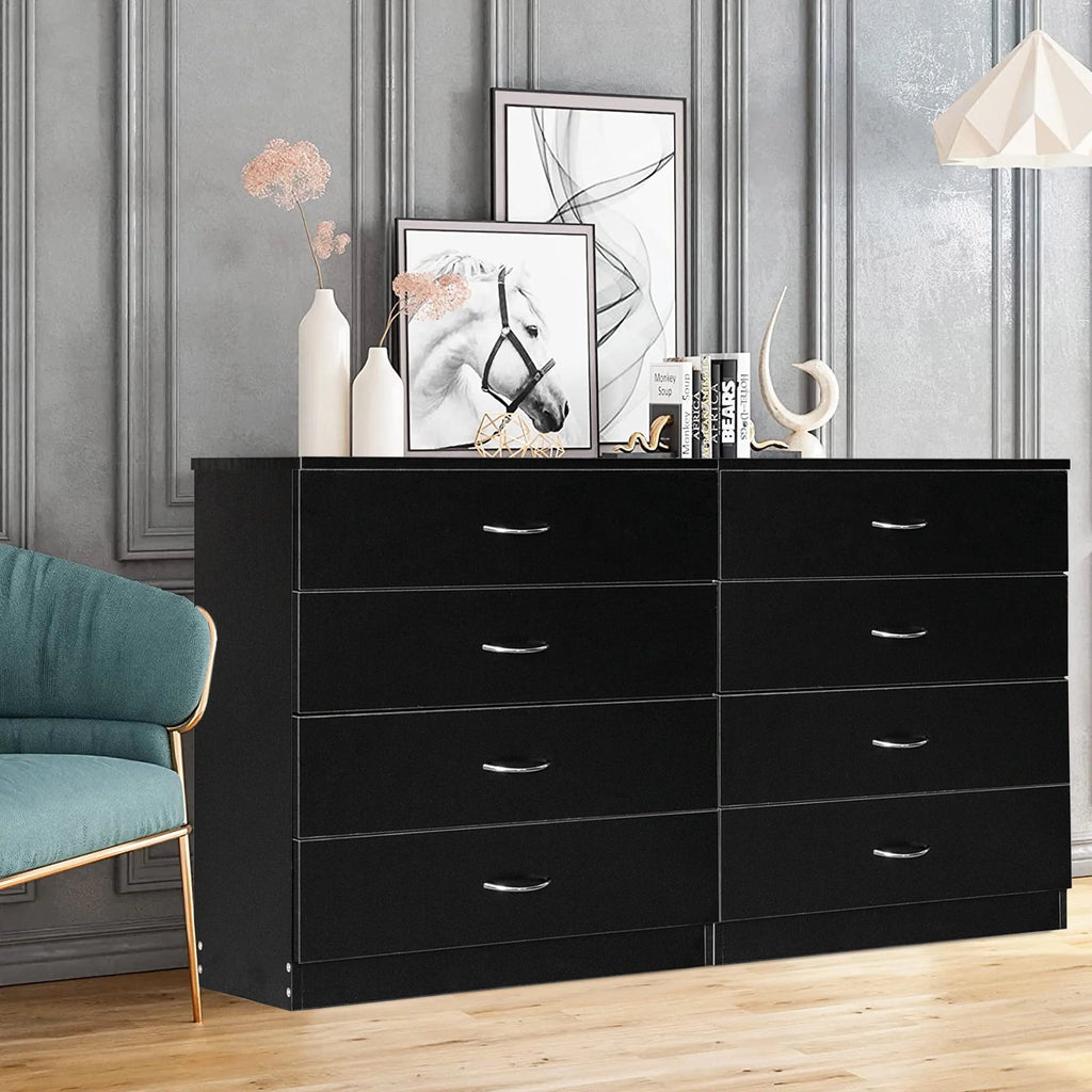 Segmart Black Chest of 4 Drawers, Wood Bedroom Furniture Chest Cabinet with Metal Handles for Kids Room