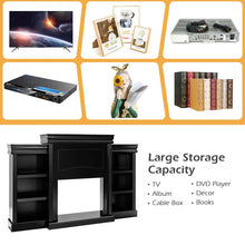 Load image into Gallery viewer, 70" Fireplace Mantel TV Stand with Storage Shelves, Freestanding Wood Media Console for 28.5" Fireplace Insert, Living Room &amp; Bedroom