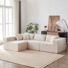 Load image into Gallery viewer, 104 - Inch Corduroy Modular L Shaped Sectional Sofa, Luxury Floor Couch Set, Upholstered Indoor Furniture, Foam - Filled Compressed Sofa for Living Room, Bedroom, 4 PC Free Combination ?